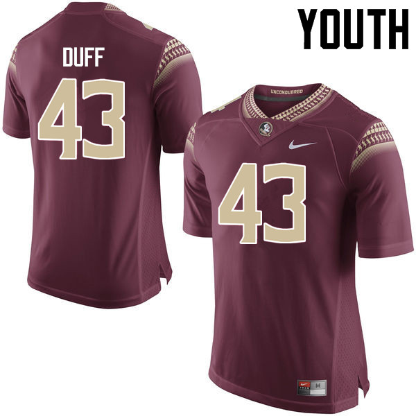 Youth #43 Jacob Duff Florida State Seminoles College Football Jerseys-Garnet - Click Image to Close
